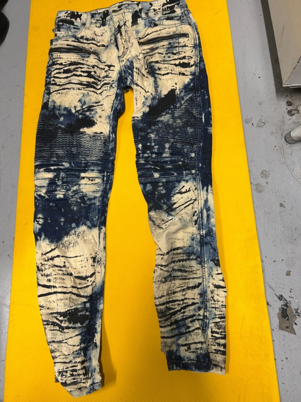 Robin's Jean Bleached Tie-Dye Skinny Jeans - Blue & Cream